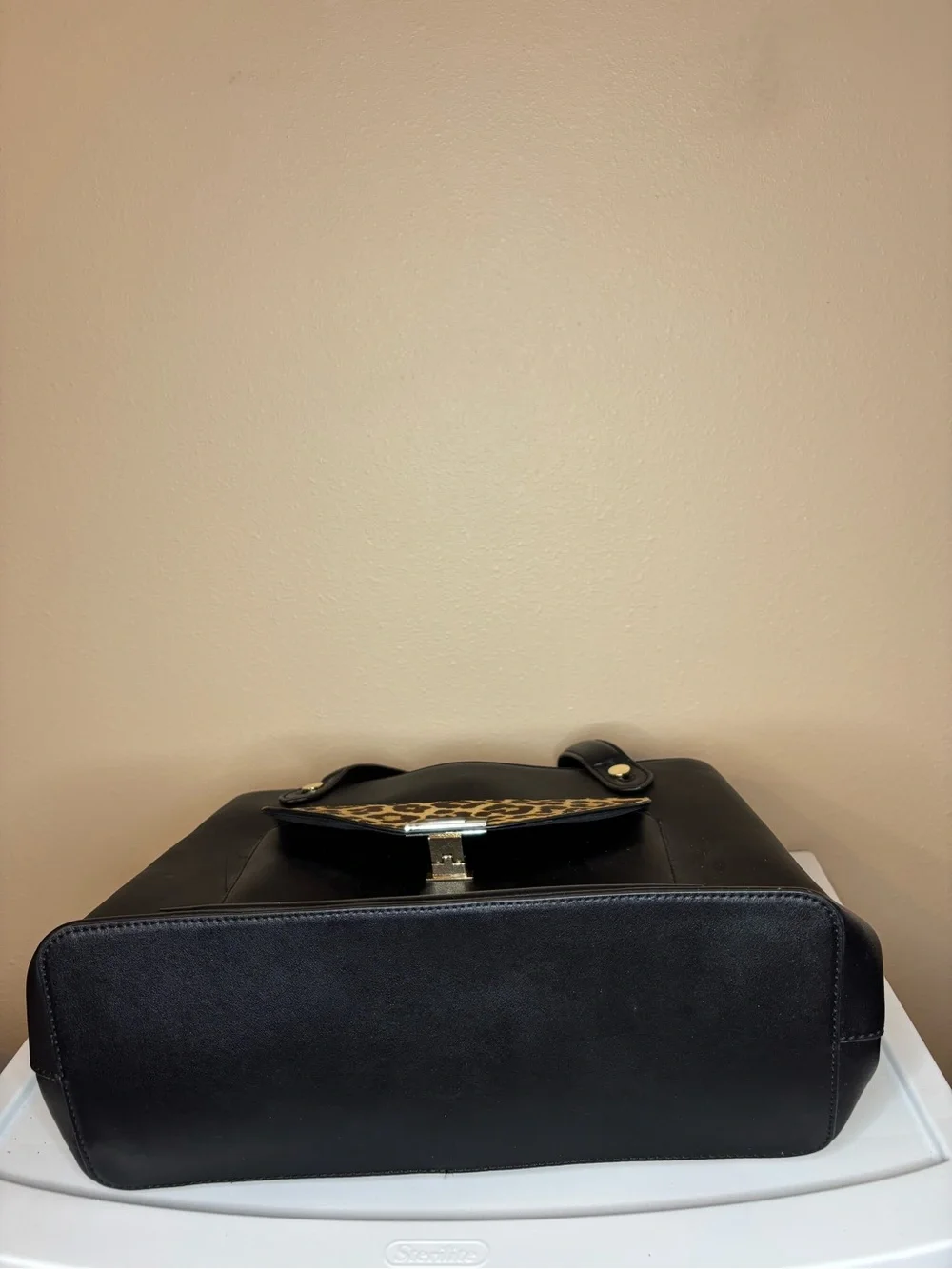 Kelly & Katie Purse Black & Leopard Print Oversized 3-in-1 Tote Satchel Bag